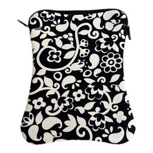 Built Laptop Sleeve 15” x 11” Black Floral Neoprene Pink Lining